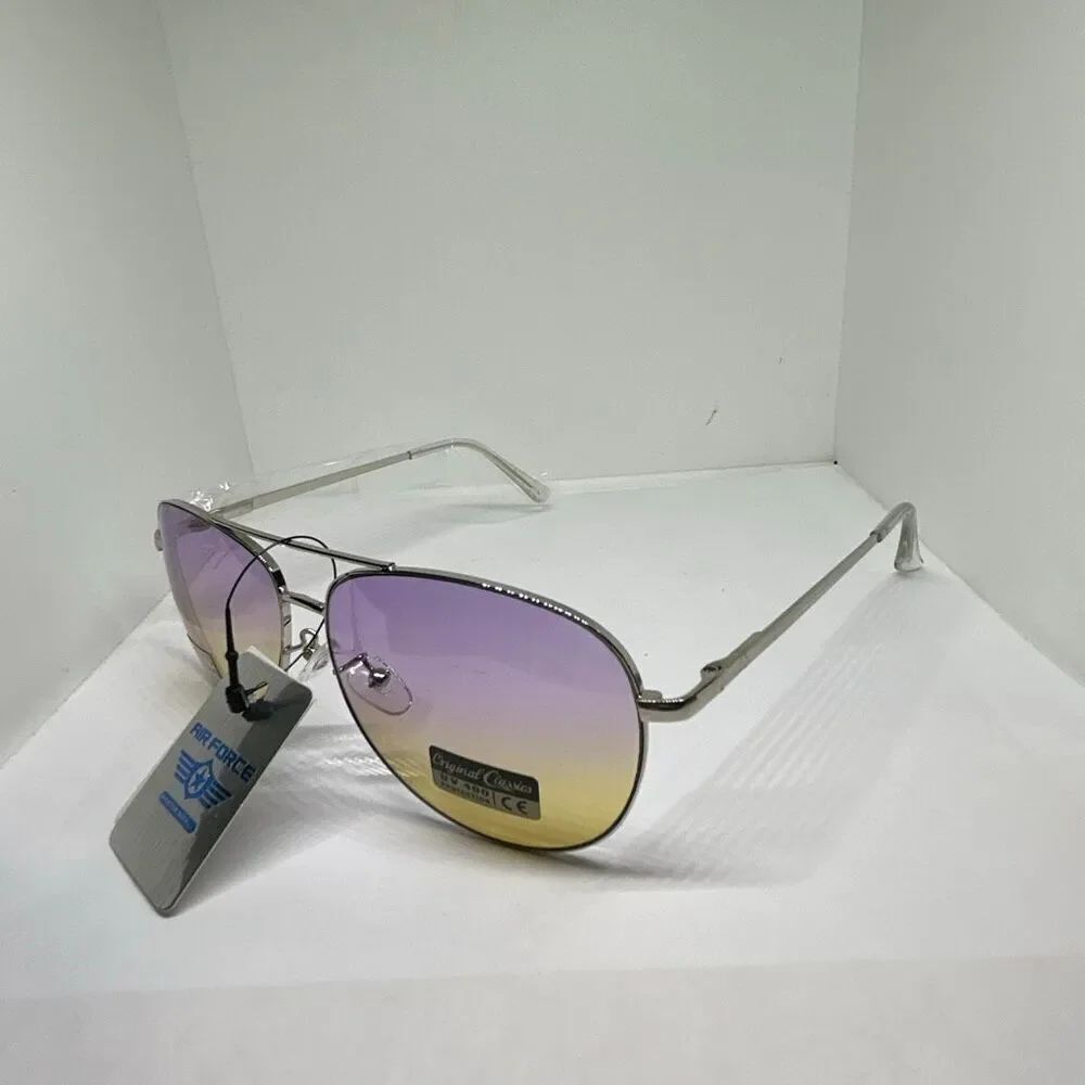 Air Force Aviator Sunglasses Purple Gold Gradient UV400 Classic Style
